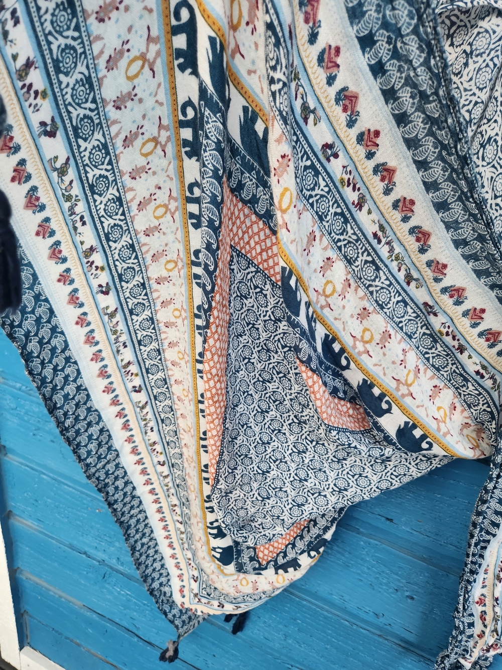 Shiraleah Blue and Coral Patterned Kaftan Cover-Up - Picture 5 of 6